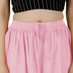 ar-fabtiko Women Flared Pink Viscose Rayon Trousers image 5