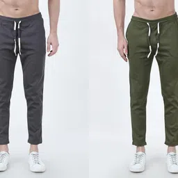 kasmiri fashion Pack of 2 Men Solid Multicolor Track Pants-picture-10