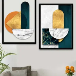 art street Creative Pointe Blue Canvas Framed Wildlife Art Print Set of 2 image 1