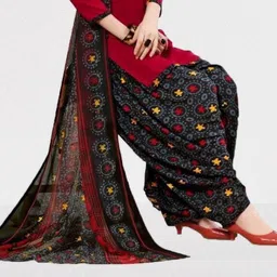 verco Unstitched Crepe Salwar Suit Material Printed image 2