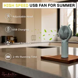 Symbelle Portable USB Hand Fan – Mini Rechargeable Desk Fan with 180° Rotatable Head | DD8057 Rechargeable Fan, USB Fan image 2