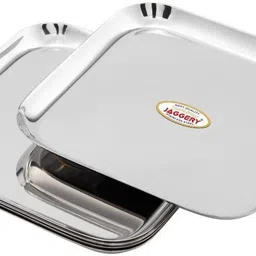 jaggery Heavy Square Plate-Pack Of 2pcs (L-23cm,W-23cm) Useful As Serving Tray Dinner Plate-picture-35