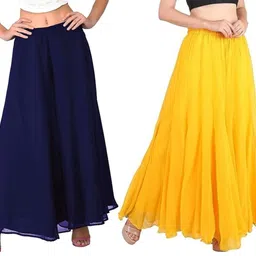 affleon Pack of 2 Women Flared Multicolor Georgette Trousers-picture-35