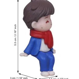ecraftindia Cute Boy & Girl Sitting Multicolour Polyresin Showpieces image 4