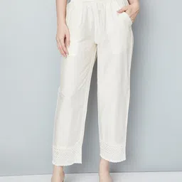 max Women Regular Fit White Polyester Trousers-picture-26