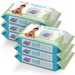 little angel 99% Pure Water Wipes Lid combo pack of 6 with Chamomile & Vitamin E, 72pcs/pack-picture-24