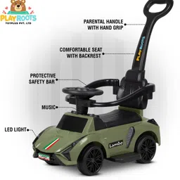toy plus Lambo Plus 3-in-1 Ride-On Car for Kids | Push Ride on with Music & LED Lights. Car Non Battery Operated Ride On image 3
