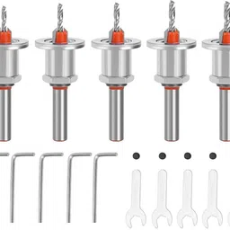 probero Carbide Tipped 90 Degree Countersink Drill Bit Set 5pcs 5Pcs Carbide Tipped Countersink Drill Bit Set with Adjustable Depth Stop Specialty Woodworking Bits Set-picture-26