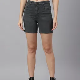 guti Solid Women Grey Denim Shorts-picture-17