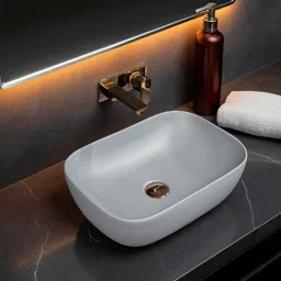 inletcera Premium Designer Ceramic Wash basin (Grey Matt) (18x13x5)(Grey Matt)RJ Table Top Basin image 1