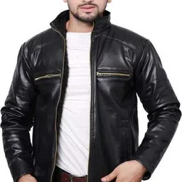 cloud look Men Solid Leather Jacket-picture-21