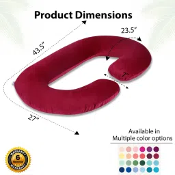dormyo Cozy C-Shape Velvet Mircrofibre Pregnancy Pillow With Detachable Zipper Pillow In Red Colour image 4