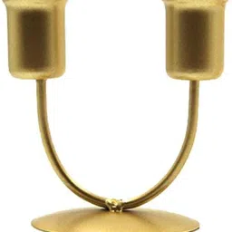 everything exports EVE Metal Candlestick Desktop Pillar Candle Holder Gold Plated, Iron 2 - Cup Candle Holder image 4