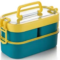 yellow colour double decker lunch box 800ml 3 Containers Lunch Box-image-27