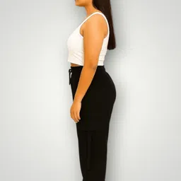 empracee Women Comfort Fit Black Cotton Blend Trousers image 1