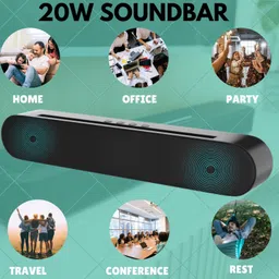 YAARISTYLE BeatBar (PORTABLE HOME THEATER SOUNDBAR)Crystal Clear Sound &1200mAh BatteryN450 20 W Bluetooth Soundbar image 3