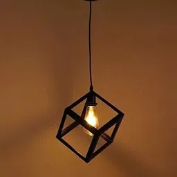 areezo Black Cube Shape Modern Design Hanging Pendant Ceiling Lamp Light for Home,Dining Room,Bedroom,Living Room,Office Decor (Bulb Not Included) Pendants Ceiling Lamp image 2