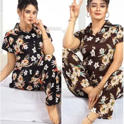 capasino Women Shirt & Pyjama set Multicolor Printed-picture-20