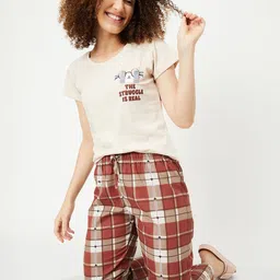 max Women Top & Pyjama Set Beige Printed-picture-44