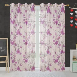 panipat textile hub 152 cm (5 ft) Net Semi Transparent Window Curtain (Pack Of 2) image 3