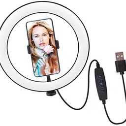 Wanzhow Presenting a New Lightweight & Adjustable 26cm Dimmable LED Studio Camera Ring Light Phone Video Light Lamp Selfie Ring Video Ring Light for Photography, Video Shooting, Streaming, YouTube Compatible with Camera, Android and iOS Devices WITH HIGH QUALITY BRIGHTNESS FLASH LIGHT Ring Flash-picture-15