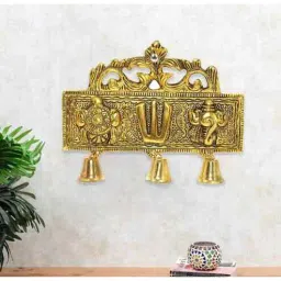 Metal Tirupati Balaji Shankh Chakra Namah Door Hanging for Home, Office & Room Decorative Showpiece-16 cm (Metal, Gold)-image-65