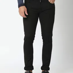 Men Skinny Low Rise Black Jeans-image-65
