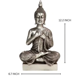 casacraft from pepperfry Silver Serenity Buddha With Heart Gesture (Silver) image 2