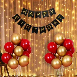 hemito Balloons Black Happy Birthday Banner With Fairy Light & Balloons Combo For Birthday Decoration for Boys, Girls, Boyfriend, Girlfriend, Husband,Kids Bday Celebrations,Bunting Tags,Flag Decorative Items Banner Fairy Lights, Banner & 30 Pcs Balloons (Set of 32)-picture-18
