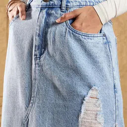 sassafras Women Solid Regular Blue Skirt image 4