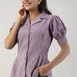 thawar ji Casual Regular Sleeves Solid Women Purple Top image 5
