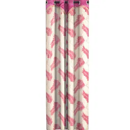 cortina Pink Floral Polyester 5 Ft Semisheer Eyelet Window Curtains (Set of 2) image 3