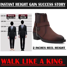 bxxy Men 2 Inch Block Heel Height Increasing Brown Casual Formal Buckle Chelsea Boot Slip On For Men image 5