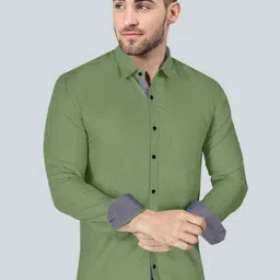vtexx Men Regular Fit Solid Spread Collar Casual Shirt image 3
