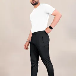 septem Pack of 2 Men Solid Black, Grey Track Pants image 3