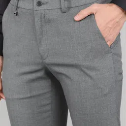 van heusen Men Slim Fit Grey Polyester Trousers image 5