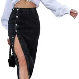 urban cat Women Solid A-line Black Skirt-picture-21