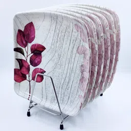 perfectdine Melamine Lunch & Dinner Plate Square Flower Printed Serving Plate 11 Inch Dinner Plate image 2