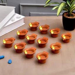 Water Sensor Light Diya For Home Diwali Navratri Laxmi Poojan Decorative diyas Plastic (Pack of 12) Table Diya-image-14