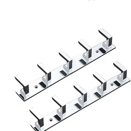 neerja Chorme Plated 5 point Clothe hanger , Door Hanger , Coat hook , Wall hook Steel Shirt Pack of 2 Hangers For Shirt image 1