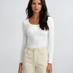 kotty Casual Regular Sleeves Solid Women White Top-picture-16