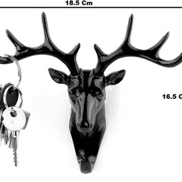 vedrid Home Decor Self Adhesive Deer Head Wall Mount Key Holder Multicolor Pack of 1 Plastic Key Holder (4 Hooks, Multicolor) Plastic Key Holder image 2