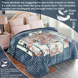flipkart smartbuy Embroidered Double Mink Blanket for Heavy Winter image 2