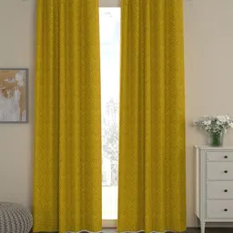 Gold Polyester Traditional 7ft Semisheer Eyelet 2 Pcs Door Curtains by ROSARAHOME image 1