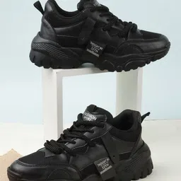 the all way Trendy Black Synthetic Chunky Sneaker for Casual Wear Casuals For Women image 5