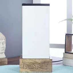 new era Mace White & Black Cotton Fabric Shade Table Lamp With Wood Base image 2