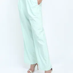 tokyo talkies Women Regular Fit Green Cotton Blend Trousers image 5