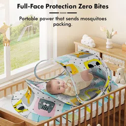 staranddaisy Nylon Kids Washable Baby Folding Mosquito Net with Mattress Portable, Printed Design for Newborns Mosquito Net image 2