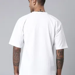 lewel Men Solid Round Neck Polyester White T-Shirt image 3