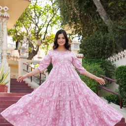 charvi creation Women Printed, Embroidered Viscose Rayon Flared Kurta image 5